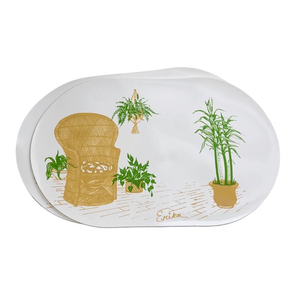 Vintage Other - Vintage Plant Wicker Rattan Chair Vinyl Placemats